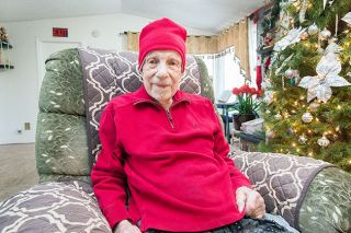 Marcus Larson/News-Register##
Jacob Losli marks his 100th birthday. He said he s lived from  horse-and-buggy days  to the time of space travel.