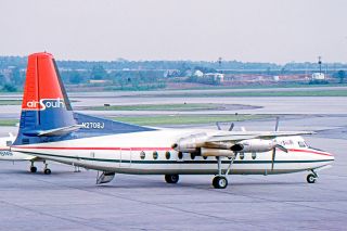 Image: Ruth A.S./ Wikimedia##A Fairchild F-27 turboprop of Air South at Atlanta Airport in 1974. West Coast Airlines Flight 720 was this same type of airplane.