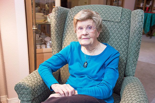 Rusty Rae/News-Register##
Peggy Lutz joined the Navy WAVES during World War II. She served as an
air traffic controller in Astoria and Klamath Falls.