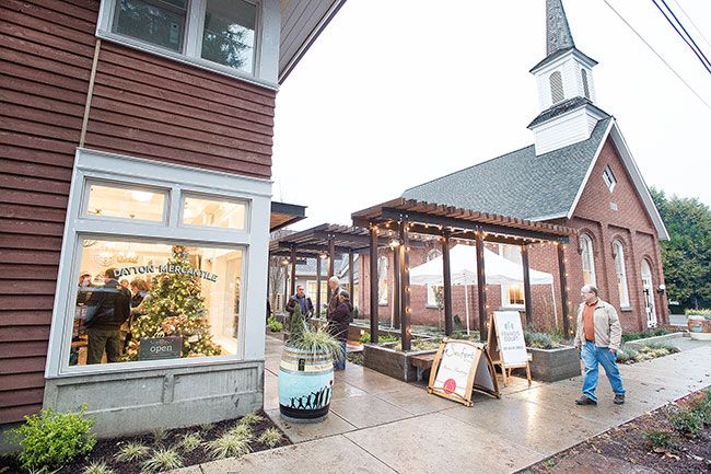 News-Register file photo##Francis Court s new construction follows the style of existing buildings, such as the former church next door, now the Blockhouse Cafe.