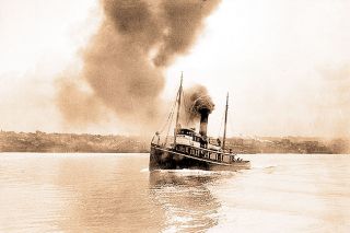 Univ. of Washington Libraries##The steam tugboat Tatoosh under full power. In a dangerous maneuver, tugboat Capt. Buck Bailey and his crew rescued the stranded steam schooner Washington and its 49 passengers. The only casualty was the schooner’s cat.