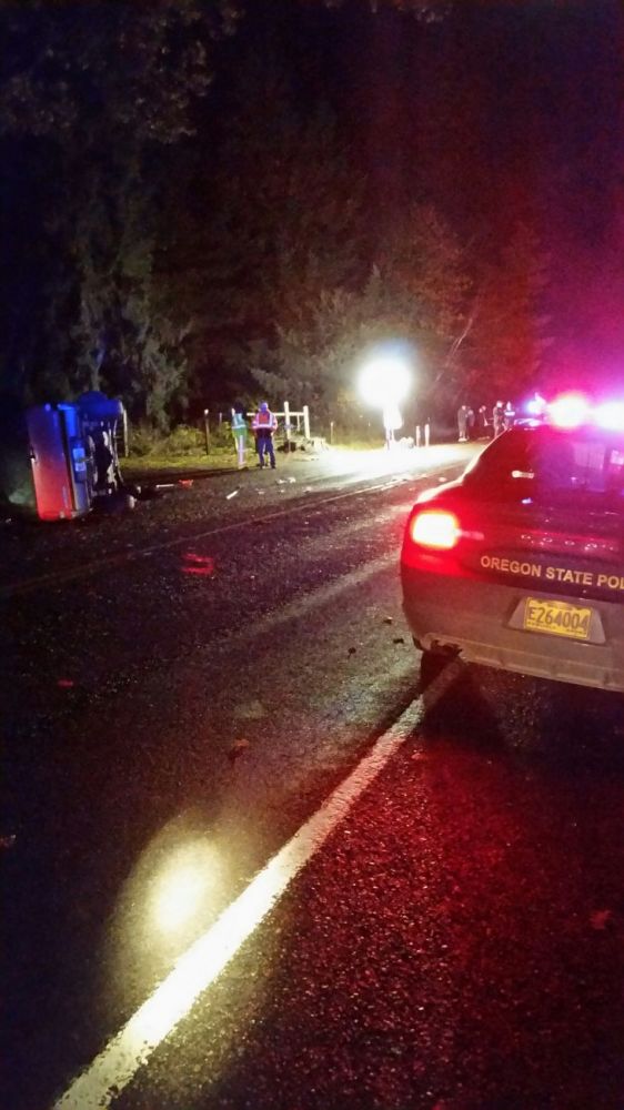 Photo courtesy Oregon State Police##A highway flagger was hit Thursday night south of Amity.