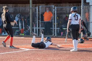 Rusty Rae/News-Register fil photo##Dayton’s Lillie Brooks dives in safely to score a run during Dayton’s win over Willamina in March. Both Dayton and WIllamina have had strong regular seasons, are in the top 10 of the polls, and are looking to advance deep into the state tournament.