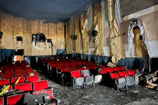Photo by Joshua Rice##The Moonlight Theater experienced most of the damage in Wednesday’s fire that also caused smoke damage to the kitchen-restaurant area of the building.