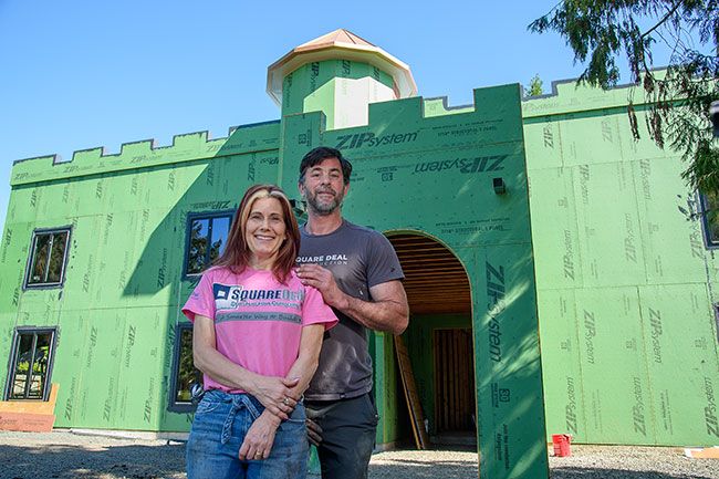 Rusty Rae/News-Register##Terry and Jody Hall are building a new home in Carlton. The owner of Square Deal Construction, Terry usually does remodeling, but he said yes to a house that fits his wife’s love of castles.