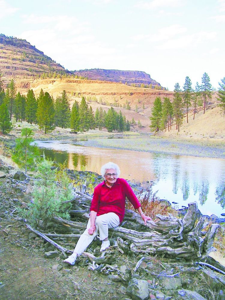 Mitch Rohse photo##Elaine Rohse on the North Fork of the John Day River in Grant County in 2007. Rohse often wrote about her childhood on a ranch in Eastern Oregon in her News-Register column.