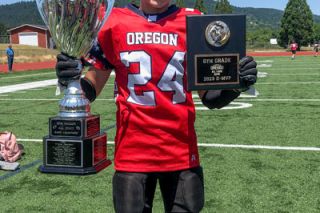 Submitted Photo/Reeve Woodward##Bradley Woodward, one of the captains of the sixth grade red team, led the squad to a 16-8 victory with 16 tackles, two pass break ups and an interception.