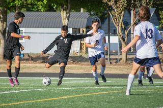 Tanner Russ/News-Register##Dayton junior striker Oswaldo Rosas scored the opening goal in the second half against the visiting Pleasant Hill Billies on Tuesday, Sept. 19. The win improved Dayton’s record to 2-3 overall, and put a 2-game skid in the rearview.