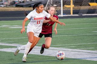 Rusty Rae/News-Register##McMinnville junior forward Esme Arenas scored the game-winning goal in the Grizzlies non-league clash against Southridge on Monday, Sept. 18. Mac High then drew with Silverton 2-2 on Wednesday, Sept. 20. Rusty Rae/News-Register##McMinnville junior forward Esme Arenas scored the game-winning goal in the Grizzlies non-league clash against Southridge on Monday, Sept. 18. Mac High then drew with Silverton 2-2 on Wednesday, Sept. 20.