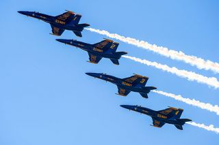 Rachel Thompson/News-Register file photo##The U.S. Navy Blue Angels, pictured here during the 2023 Oregon International Air Show, will return to the skies over McMinnville next week.