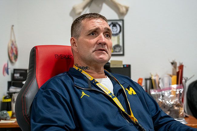 Rachel Thompson/News-Register##David Karnes speaks in the offices of Provoking Hope, a place where he’ll return after the McMinnville resident completes his federal prison sentence. Provoking Hope is a local addiction and recovery nonprofit organization.
