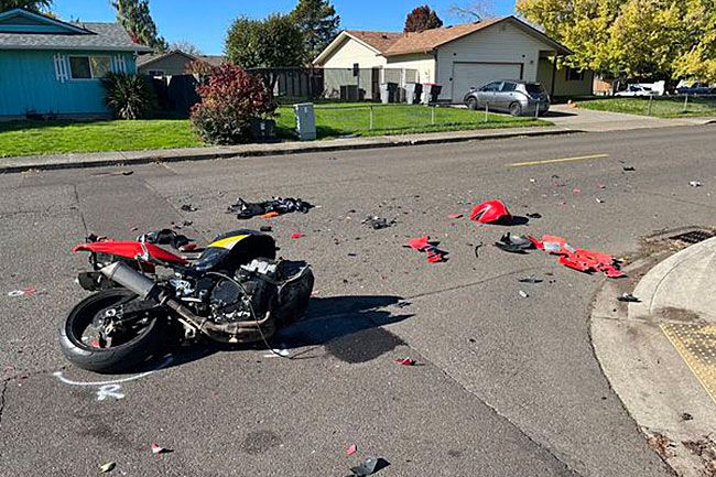 McMinnville Police Department photo##A motorcyclist sustained serious injuries in a high speed crash at Apperson Street and Cypress Lane.
