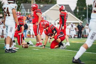 Brandon Bomberger/For the News-Register file photo##McMinnville junior defensive lineman Landon Fay earned first team all-league for his work in the trenches. Fay also earned second team all-league as a guard on offense.
