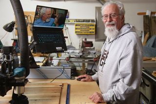 Rusty Rae/News-Register##Graham Rankin uses a computer he received from the Oregon Council for the Blind to control his woodworking  machines.