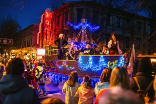 Rachel Thompson/News-Register file photo##The Christmas season in McMinnville kicks off the day after Thanksgiving with the annual Santa parade, featuring an array of entertaining and colorful community floats, like this pirate ship last year created by Van De Veere Productions.