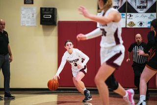 Rusty Rae/News-Register##Freshman point guard Bella Lopez moves the ball up the floor against Taft, looking for her teammate in transition. The Pirates lost their encounter with Taft 63-27.