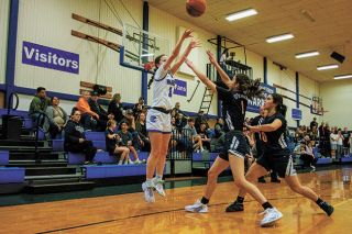 Tanner Russ/News-Register##Amity sophomore Alyssa McMullen erupted for 21 points in the first quarter, and 28 in the first half of the team’s second meeting with Sheridan.