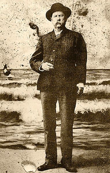 Image: Nevada Magazine##Earp in his 50s, around the time of his visit to Portland. Notice his short left arm, ruined by a shotgun blast in the aftermath of the O.K. Corral incident.