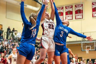 Rachel Thompson/News-Register##McMinnville junior Macie Arzner led the team with 23 points in the upset loss to Grants Pass on Saturday, March 2.