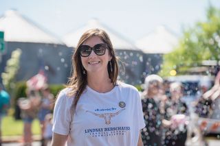 Rachel Thompson/News-Register##Yamhill County Commissioner Lindsay Berschauer (above) and challenger David “Bubba” King (below) were both part of the Carlton Fun Days parade on Saturday as their respective campaigns have been extended to the general election.