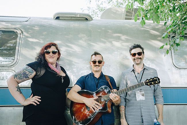 Julia Varga photo##Jean Mastaler, Marcus Glaze and Aaron DeRosso of Falcon Heart. The band, which will perform during this year’s Walnut City Music Festival, was co-founded by Glaze, a McMinnville High School graduate and one of the festival’s organizers.