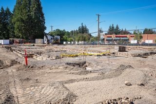 Rachel Thompson/News-Register##Foundation work soon will be completed for MV Advancements’ new 7,000 square foot headquarters building on Baker Street near Linfield University. The building will bring together staff that now work at several sites. MVA serves about 300 developmentally disabled clients.