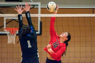 Tanner Russ/News-Register##McMinnville sophomore Finley Arzner was a major factor in the Grizzlies recent wins over Newberg and Forest Grove to improve to 5-0 in Pacific Conference play. The outside hitter has been huge for her team since returning from an injury that sidelined her last season.