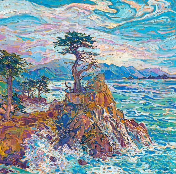 ERIN HANSON GALLERY 3D TEXTURED REPLICA PAINTINGS: Erin Hanson s groundbreaking 3D Textured Replicas provide the texture necessary to experience the full impact and movement of her artwork. Making giclees obsolete with the greatest technological leap since the colored printer, Erin Hanson s 3D Textured Replicas are the closest thing to an original painting. Our replicas are printed using a UV ink that dries hard like acrylic paint. This allows 18 layers of ink to be printed one on top of the other, and we meticulously build up the texture to match the exact brush strokes of the original oil painting, using an ultra-high-resolution 3-dimensional scan of the original oil painting.