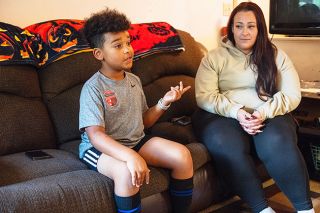 Rusty Rae/News-Register##Ja’Kai Taylor and his mother, Heather Gasca, recall how sick he was three years ago and how healthy he keeps himself these days, thanks to changes in diet and lifestyle, insulin and careful monitoring of his blood glucose. “Diabetes is my super power,” said Ja’Kai, who makes sure to consume extra carbs before playing soccer and football.