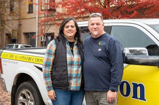 Rachel Thompson/News-Register##Electrician Kevin Simpson and his wife, Becky Simpson, own Simpson Electrical, which has just added fireplace and heating work to its list of services. The company also plans to offer a chore service to handle small jobs for homeowners, such as changing light bulbs or retrieving things from storage.