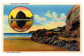 ##A postcard image from the 1930s shows what Hug Point Road looked like when it was still the primary access to the outside world for the hamlet of Arch Cape.