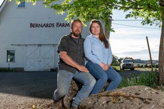 Rusty Rae##News-Register file photo##Marvin and Georgia Bernards earlie this year just before closing their farm stand on Highway 18 west of McMinnville.
