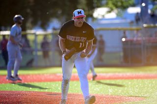 Rusty Rae/News-Register##Cameron Hyder emotes after striking out a batter to end an inning in the Grizzlies second-round playoff victory over Tualatin at Patton Middle School. Hyder struck out six batters in six innings pitched while allowing just one run. He was also responsible for driving in two of the Grizzlies’ runs. Rusty Rae/News-Register##Cameron Hyder emotes after striking out a batter to end an inning in the Grizzlies second-round playoff victory over Tualatin at Patton Middle School. Hyder struck out six batters in six innings pitched while allowing just one run. He was also responsible for driving in two of the Grizzlies’ runs.