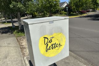 Kirby Neumann-Rea/News-Register##“Cluster” mailbox with moral instruction, seen on Northwest Meadows Drive in McMinnville.