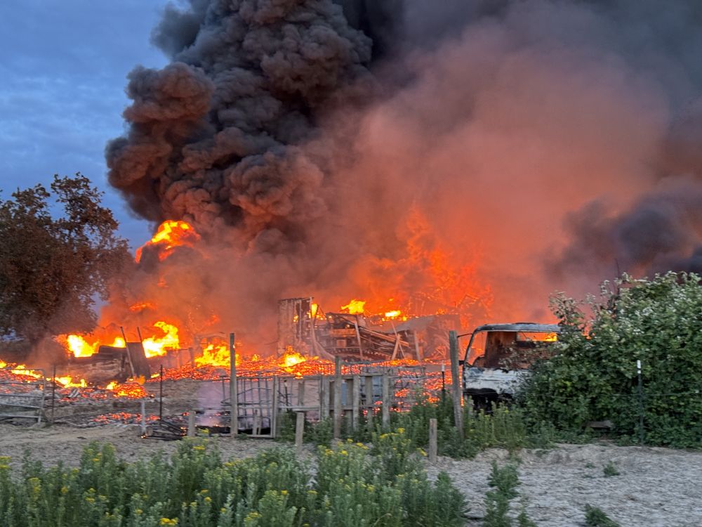 Rusty Rae/News-Register##Firefighters from multiple agencies worked for 12 hours to control the blaze.