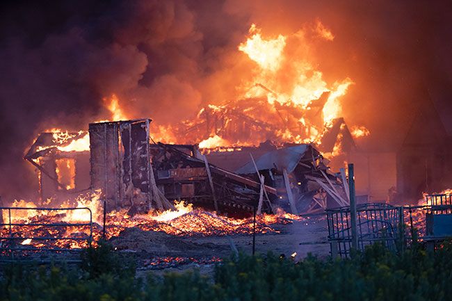 Rusty Rae/News-Register##A fire near Carlton on Friday destroyed a house and other property. Rusty Rae/News-Register##A fire near Carlton on Friday destroyed a house and other property.