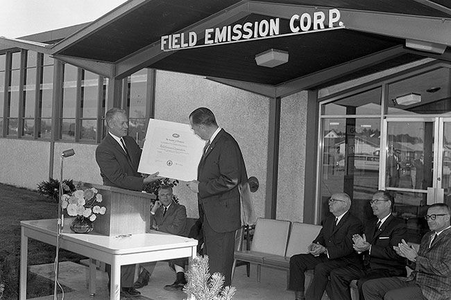 News-Register file photo##FEMCOR founder Walter Dyke being honored with a presidential award in 1965. News-Register file photo##FEMCOR founder Walter Dyke being honored with a presidential award in 1965.