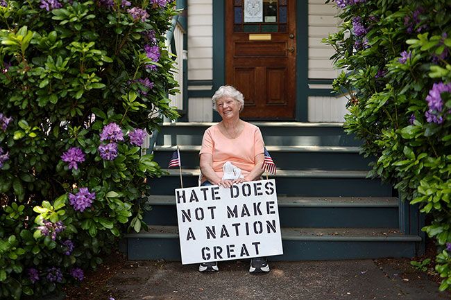 Rachel Thompson/News-Register file photo## Cathy Navarra takes a rest on the steps of the Cozine House during the rally. Rachel Thompson/News-Register file photo## Cathy Navarra takes a rest on the steps of the Cozine House during the rally.