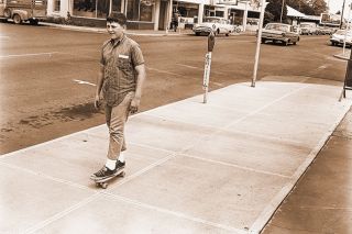 News-Register file photo##(July 11, 1965) Skateboarders like young Rich Lewis will have a real job in trying to impress the judges of the Turkey-Rama Skateboard contest to be held July 17. Judges Roger lshizu and Willie Chang, both of Hawaii, are expert surfboarders and will have a sharp eye out for mistakes. News-Register file photo##(July 11, 1965) Skateboarders like young Rich Lewis will have a real job in trying to impress the judges of the Turkey-Rama Skateboard contest to be held July 17. Judges Roger lshizu and Willie Chang, both of Hawaii, are expert surfboarders and will have a sharp eye out for mistakes.