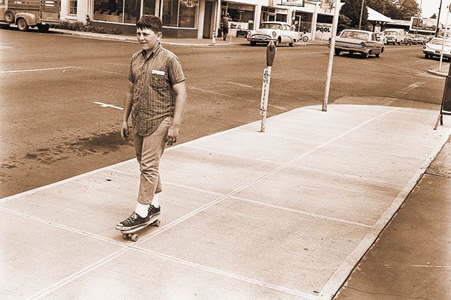 News-Register file photo##(July 11, 1965) Skateboarders like young Rich Lewis will have a real job in trying to impress the judges of the Turkey-Rama Skateboard contest to be held July 17. Judges Roger lshizu and Willie Chang, both of Hawaii, are expert surfboarders and will have a sharp eye out for mistakes. News-Register file photo##(July 11, 1965) Skateboarders like young Rich Lewis will have a real job in trying to impress the judges of the Turkey-Rama Skateboard contest to be held July 17. Judges Roger lshizu and Willie Chang, both of Hawaii, are expert surfboarders and will have a sharp eye out for mistakes.