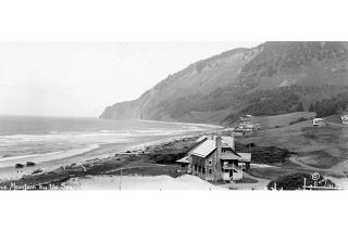Image: Oregon Historical Society##This photo from the 1910s shows Neahkahnie Tavern at the foot of the mountain, which rises behind it. Neahkahnie Tavern was just north of what today is Manzanita; guests there could take picks and shovels and go treasure hunting. Image: Oregon Historical Society##This photo from the 1910s shows Neahkahnie Tavern at the foot of the mountain, which rises behind it. Neahkahnie Tavern was just north of what today is Manzanita; guests there could take picks and shovels and go treasure hunting.