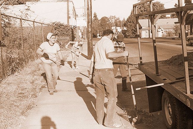 (July 30, 1980)## Leaders and members of the Lafayette Chamber of Commerce took to the streets Monday and swept up several loads of debris, such as ash, weeds and dust, in a cleanup project before the community’s weekend Heritage Days celebration. Jeanne Rabe, Jacquie Butler, Bob Butler and Willard Klingler work on a main street sidewalk. (July 30, 1980)## Leaders and members of the Lafayette Chamber of Commerce took to the streets Monday and swept up several loads of debris, such as ash, weeds and dust, in a cleanup project before the community’s weekend Heritage Days celebration. Jeanne Rabe, Jacquie Butler, Bob Butler and Willard Klingler work on a main street sidewalk.