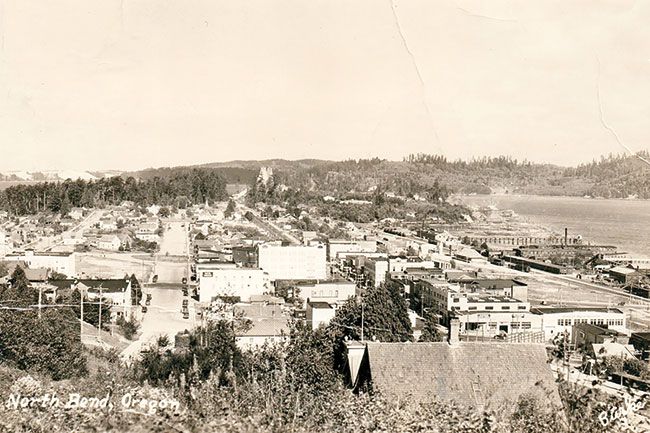 ##A postcard image shows North Bend as it appeared around the time of the myrtlewood money printing. The postcard this image came from was postmarked 1938. ##A postcard image shows North Bend as it appeared around the time of the myrtlewood money printing. The postcard this image came from was postmarked 1938.