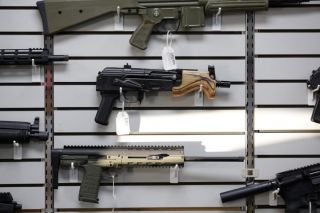 Photo by Connor Radnovich/Oregon Capital Chronicle##Firearms are on display in a Salem gun shop. Advocates for gun owners and the Oregon State Police are debating the the efficacy of the state’s longstanding system for clearing gun background checks. Photo by Connor Radnovich/Oregon Capital Chronicle##Firearms are on display in a Salem gun shop. Advocates for gun owners and the Oregon State Police are debating the the efficacy of the state’s longstanding system for clearing gun background checks.