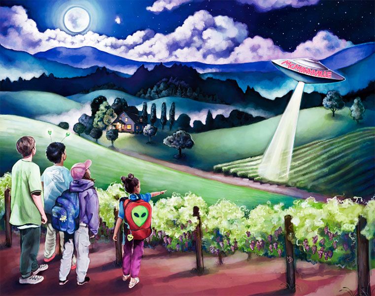 Submitted photo##A customized UFO-themed mural is one of the features of the newly remodeled McMinnville Walmart. Company officials said the store now has larger selection of food products and a pharmacy area twice the size it was previously.