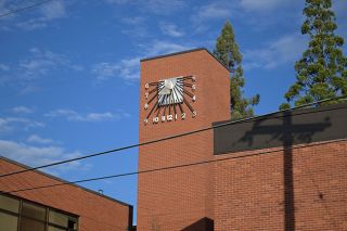Rusty Rae/News-Register##The Winthrop Dolan sundial, shown reading 9:30 a.m. It can be seen atop Murdock Hall along Linfield Avenue. Rusty Rae/News-Register##The Winthrop Dolan sundial, shown reading 9:30 a.m. It can be seen atop Murdock Hall along Linfield Avenue.