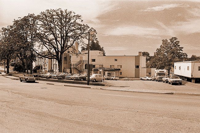##(Aug. 27, 1975) The familiar look of McMinnville Community Hospital, pictured above, will change soon with addition of a million dollar expansion. The wing will include radiology and pathology departments plus new emergency area and out-patient facility.