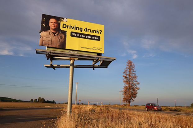 Rachel Thompson/News-Register##A new DUII awareness campaign warns of the repercussions of driving under the influence of intoxicants. Yamhill County Sheriff Sam Elliott’s image is being used on a Highway 18 billboard, as well as in the campaign’s digital ads.