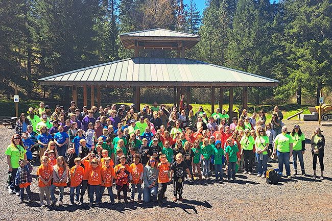 Submitted image##Students gather for a photo at the Natural Resources Center pavilion.