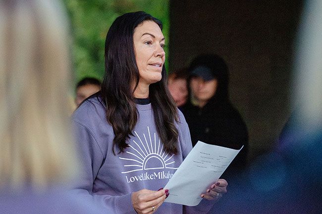 Rachel Thompson/News-Register##State Rep. Lucetta Elmer, who sponsored House Bill 3643, addresses the crowd. Rachel Thompson/News-Register##State Rep. Lucetta Elmer, who sponsored House Bill 3643, addresses the crowd.
